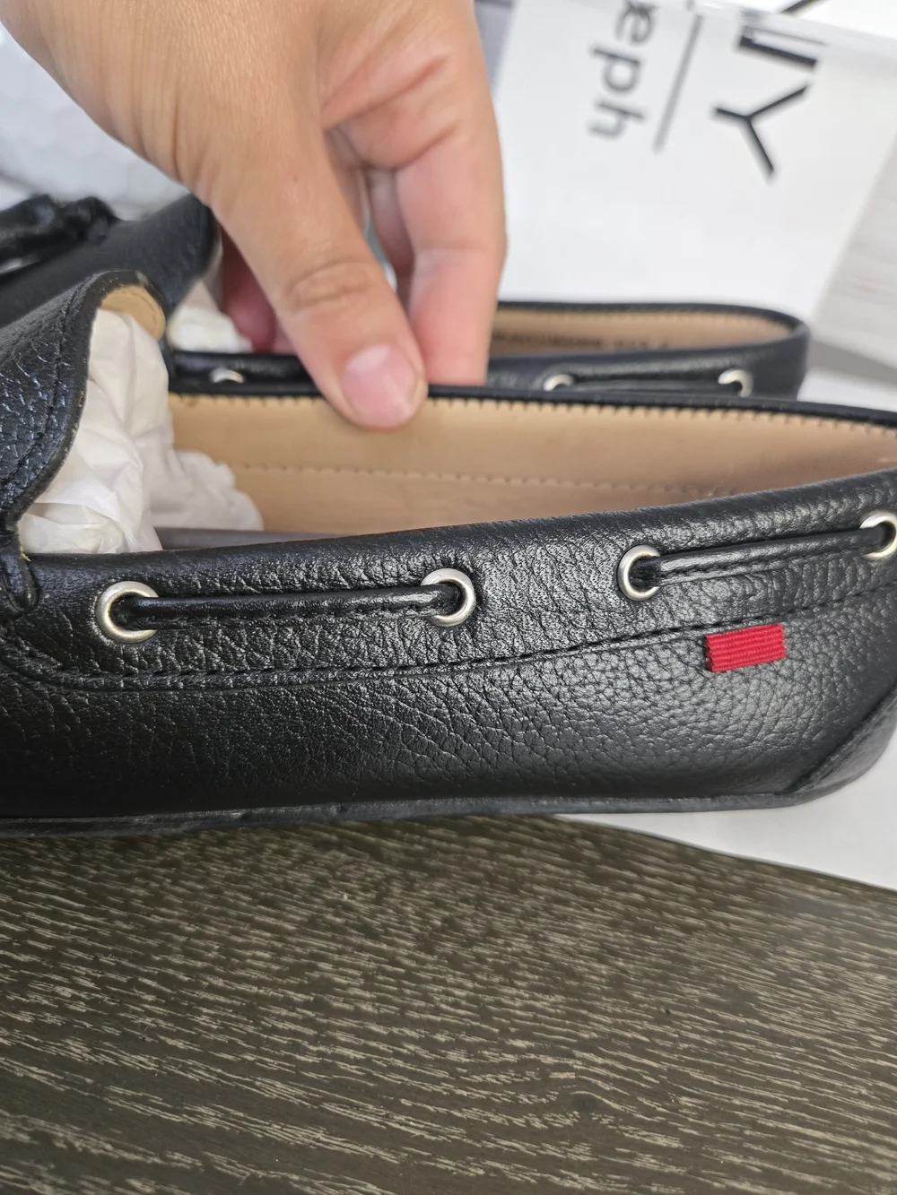 MJNY Marc Joseph Murray Hill Black Grainy Leather Tassel Driving Loafers Size 6